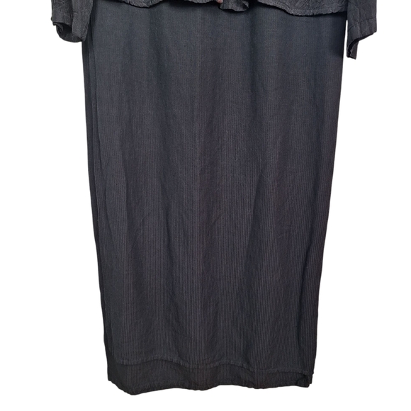 Flax Romantic Gothic Style Textured 2 In 1 Dress Long Sleeve Snap Button M - Picture 3 of 13